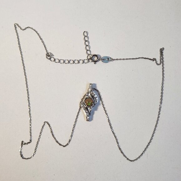 NIB VTG 925 5mm Real / Natural Ethiopian Fire Opal Pendant Necklace 16" - Picture 13 of 14